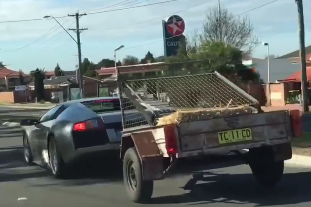 Vídeo: un Lamborghini Murciélago con remolque y cabras