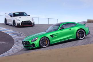El Mercedes-AMG GT R y el Nissan GT-R Nismo se enfrentan en Laguna Seca