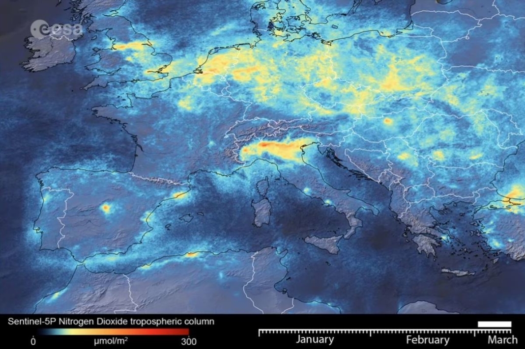 Agencia Espacial Europea coronavirus reduce contaminación