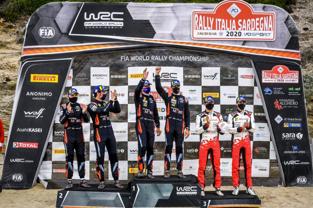 podio final del Rallye de Cerdeña 2020