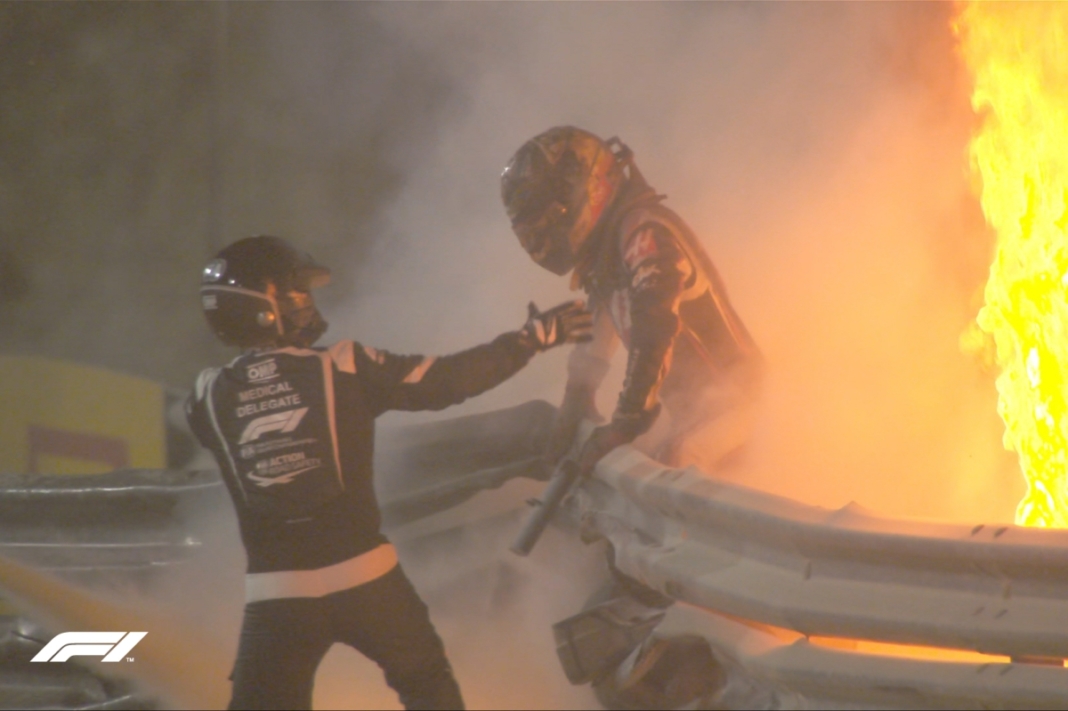 accidente romain grosjean bahrein