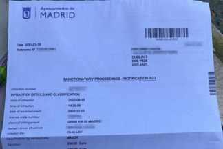 Las multas del Ayuntamiento de Madrid ya llegan a Europa Multa de Madrid