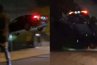 Vídeo: el enorme e imprudente salto en la calle de este Tesla Model S salto calle tesla model s