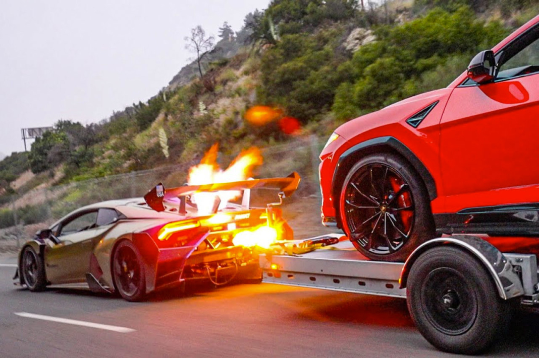 Vídeo: un Lamborghini Huracán con 1.200 CV remolcando un Lamborghini Urus