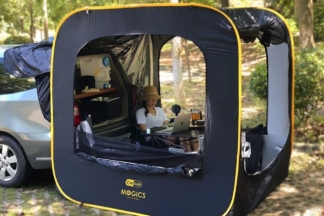 Inventan la tienda de campaña que convierte un coche en una caravana en minutos carsule mogics
