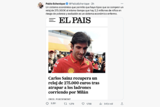 Echenique critica que Carlos Sainz tenga un reloj de 300.000 euros echenique critica carlos sainz reloj