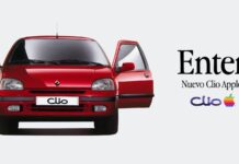 El Renault Clio Apple RSi fue el primer coche de Apple y “el único coche con ordenador portátil” Renault Clio Apple RSi