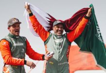 Nasser Al-Attiyah gana su sexto Dakar y consigue el primero para Dacia. Nani Roma, segundo Nasser Al-Attiyah celebrando su sexto Dakar