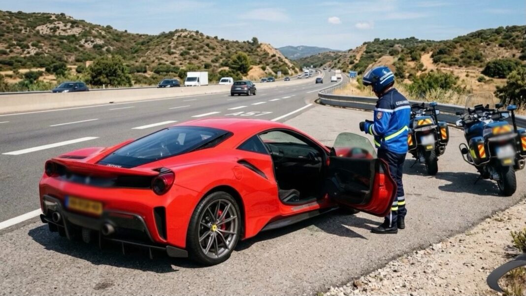 Jubilado en un Ferrari a 256 km/h