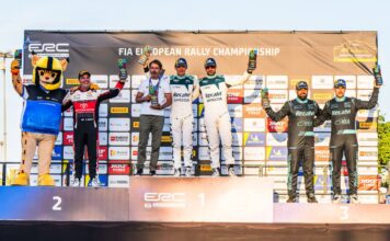 Victoria de 'Cohete' Suárez e Iglesias en el Rallye Sierra Morena 2026, tanto en el ERC como en el S-CER podio final Rallye Sierra Morena 2026