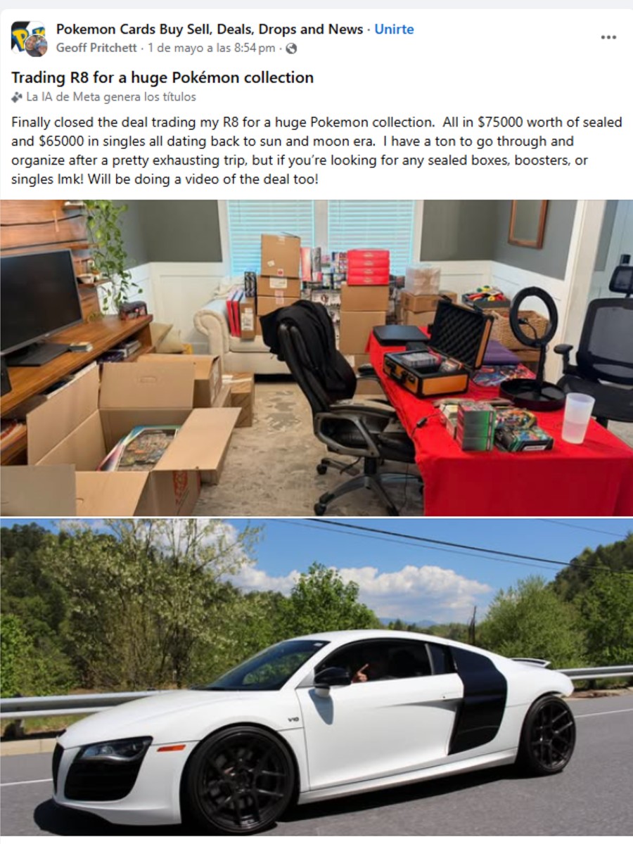 Intercambia su Audi R8 por una colección de cartas de Pokémon