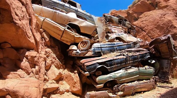 La razón por la que hay decenas de coches clásicos achatarrados en un cañón de Estados Unidos desde hace décadas Coches achatarrados cañón