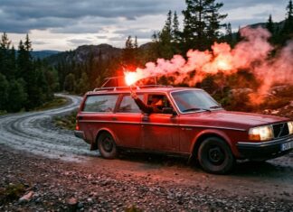 Hace más de 40 años Volvo ya utilizaba un sistema de preseñalización de peligro mucho más efectivo que la baliza V16: ¡bengalas de carretera! Bengalas de carretera Volvo