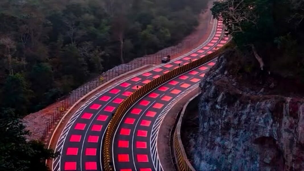 Carreteras pintadas de rojo