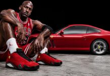En 1998, Nike se inspiró en el Ferrari 550 Maranello de Michael Jordan para diseñar las famosas zapatillas Air Jordan 14xde Ferrari 550 Maranello de Michael Jordan