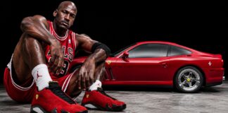 En 1998, Nike se inspiró en el Ferrari 550 Maranello de Michael Jordan para diseñar las famosas zapatillas Air Jordan 14xde Ferrari 550 Maranello de Michael Jordan