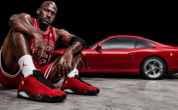 En 1998, Nike se inspiró en el Ferrari 550 Maranello de Michael Jordan para diseñar las famosas zapatillas Air Jordan 14xde Ferrari 550 Maranello de Michael Jordan
