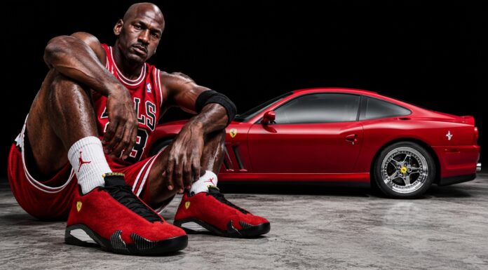 En 1998, Nike se inspiró en el Ferrari 550 Maranello de Michael Jordan para diseñar las famosas zapatillas Air Jordan 14xde Ferrari 550 Maranello de Michael Jordan